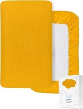 ZURLEY 100 Cotton Baby Crib Sheet 28"x 52"Muslin Crib Sheets Neutral Yellow