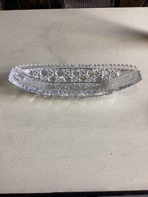 Vintage American Cut Crystal Celery Dish, Relish Dish, 12  Flowers And Leaves