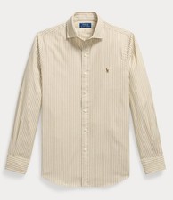 NWT Polo Ralph Lauren BEIGE STRIPE Classic Fit Long Sleeve Stretch Oxford Shirt