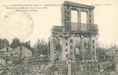Sermaize -les-Bains Vitry-le-Francois 51 Marne Bataille de la Marne Ruines rue L
