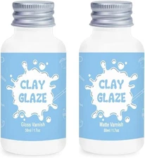 2 x 50ml Air Dry Clay Glaze, Clay Glaze Air Dry for Airdry Clay, Air Dry Clay Va