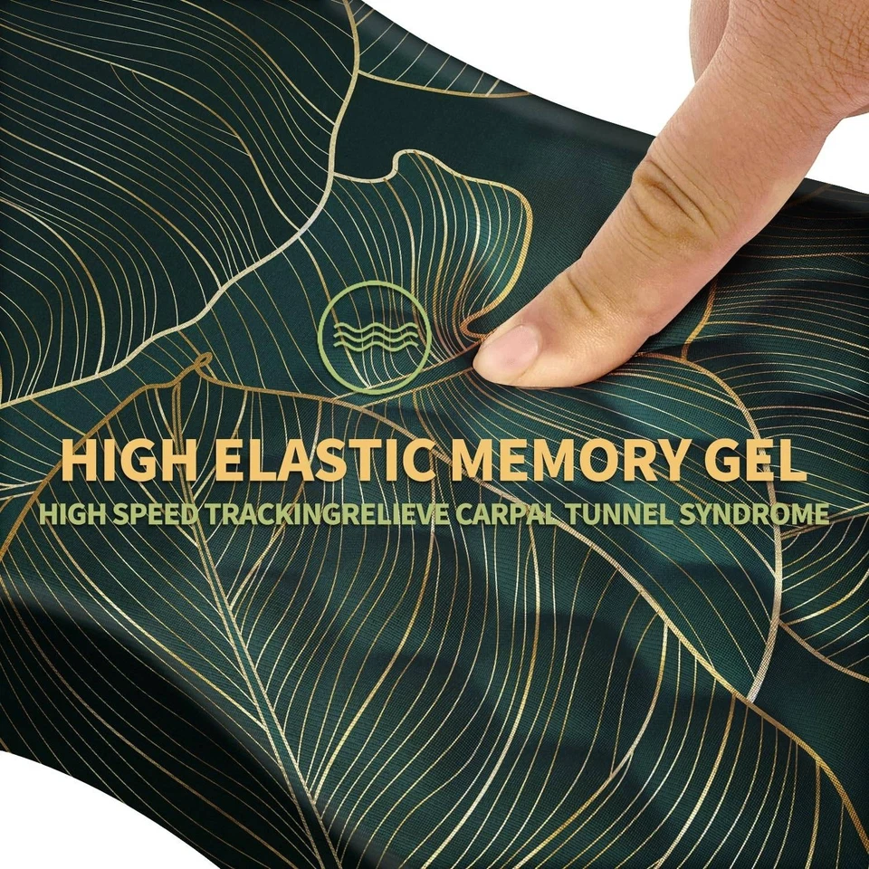 Ergonomic Mouse Pad Wrist Rest Support Non-Slip Computer PC Laptop Green Leaves - Image 3 of 4