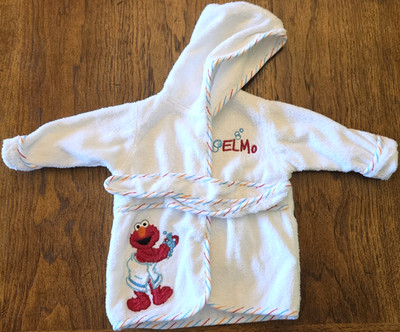 Sesame Street ELMOS World Vtg 100% Cotton Robe Baby 0-9 M Toys R US 2010