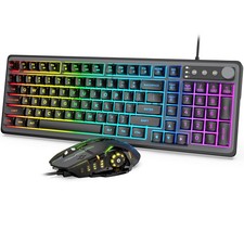 Gaming Keyboard and Mouse Combo - RGB Backlit 14 Lighting Effects, USB Wired Com
