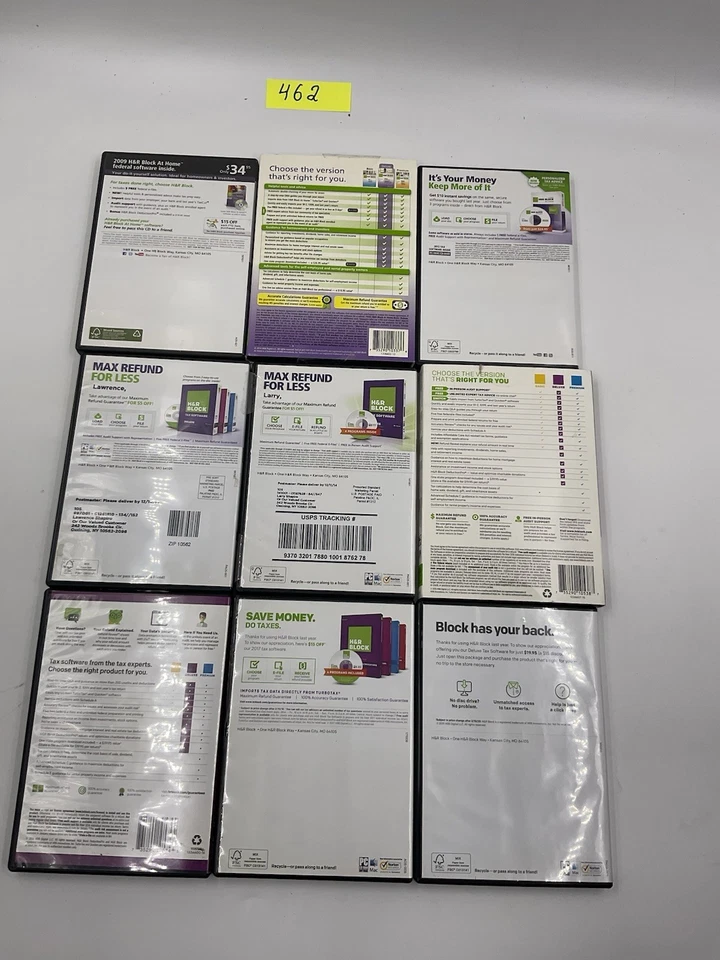 H&R Block Deluxe Tax Software Lot 2009-2019 Multi-Year Back Taxes 9 DVD Discs - Image 2 of 3