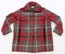 Rare Vintage PENDLETON Tartan Plaid Virgin Wool Car Coat Jacket 60s Red Women s