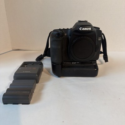 Canon EOS 40D DSLR Camera Body, Grip, Cap, Strap, 2 Batt &Charger,