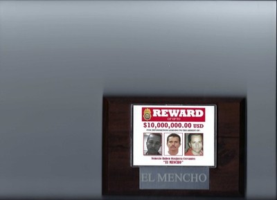EL MENCHO WANTED POSTER PLAQUE MEXICO DRUG CARTEL ORGANIZED CRIME