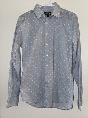 Express 1MX Men s Extra Slim Stretch Cotton Button-Up Shirt Light Blue Size S