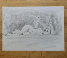 Disegno Originale - Nudo di donna distesa - Arte Figurativa - Studio a matita a4