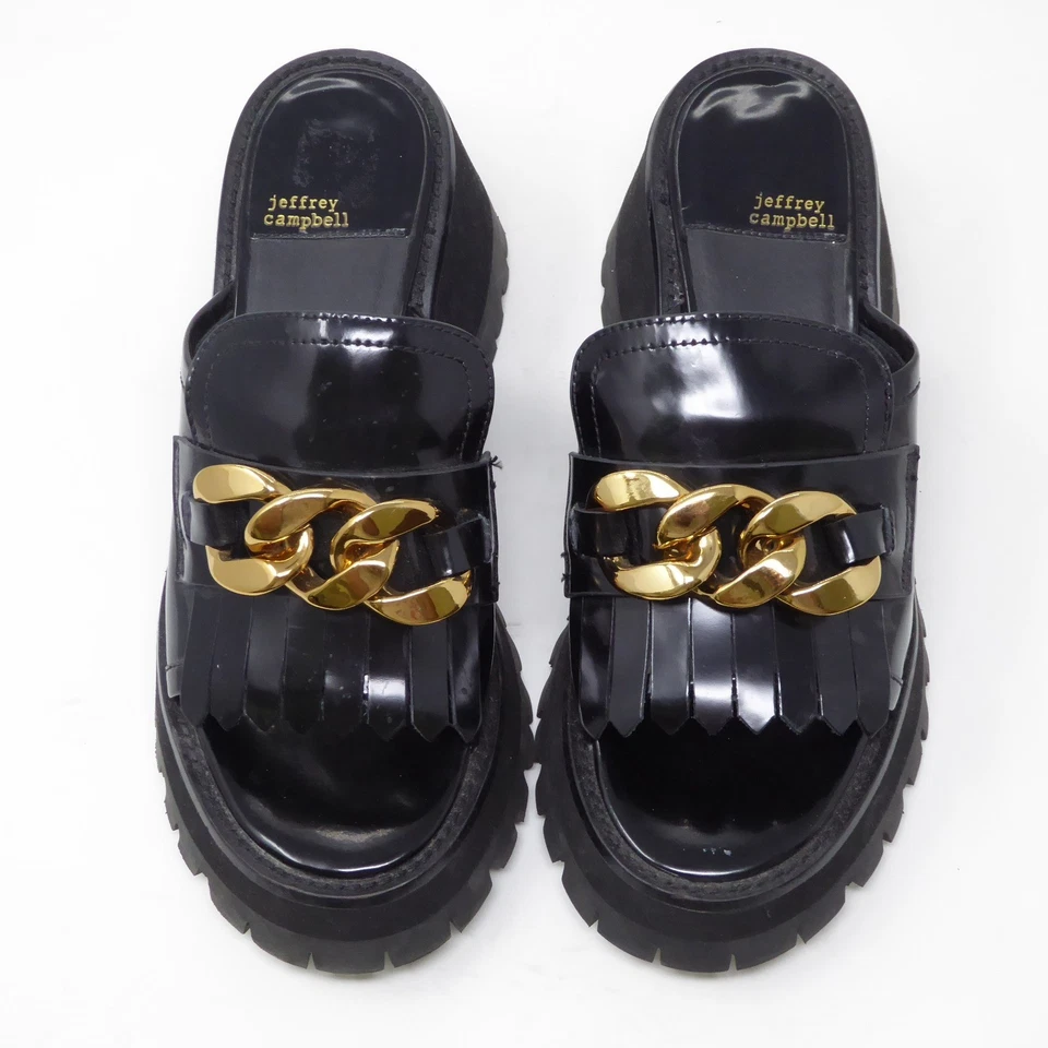 Sandalia Jeffrey Campbell para mujer con suela de oreja rota cadena dorada flecos talla 9 Foto 2 de 4