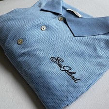 Sea Island Peter Millar Polo Shirt Men Large Summer Comfort Golf Dot Stripe Blue