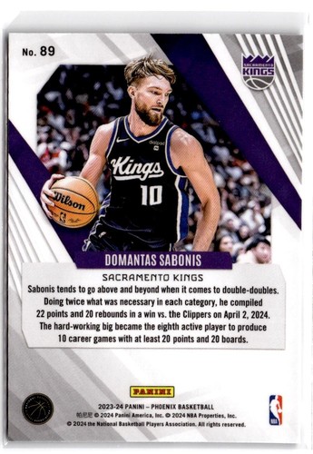 2023-24 Panini Phoenix Domantas Sabonis #89 International Sacramento Kings - Picture 2 of 2