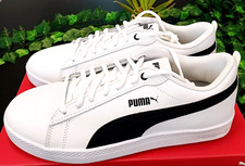 Image of Puma Smash V2 Leather Trainers/Sneakers-White/Black - UK Size 6.5-New Authentic