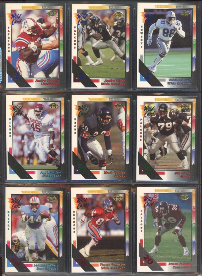 1992 Wild Card Football, 5-10-20 Parallel Stripe Football Cards, U-PICK, BB5