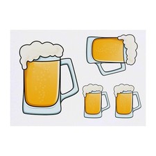 4 x 'Glass Of Beer' Temporary Tattoos / Transfers TO00014447 