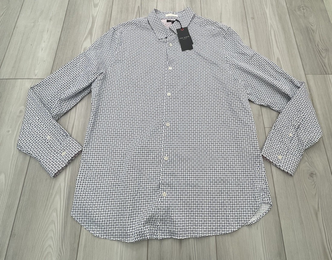 Ted Baker Men s LS Button Down Geo Printed Shirt Size 6 10590₽