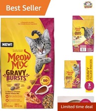 Delicious Gravy Bursts Dry Cat Food, 3 LB Chicken Nutrition for Adult Cats 3.33 per gallon