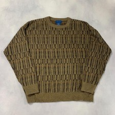 Vintage Abstract Knitted Jumper Patterned Grandad Knit Sweater Men's Xl