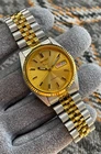 Vintage Seiko 5 Automatic Flutted Bazel Two tone Gold Dial Japan 7S26-3110