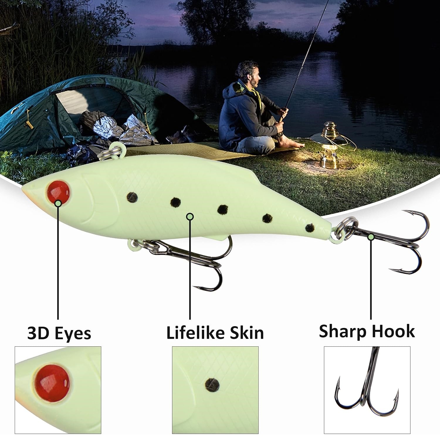 5pcs Minnow Crankbait Luminous Fishing Lures Set with Box Glow Fishing Bait