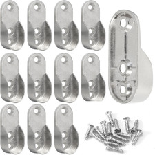 12 Pcs Oval Closet Rod End Supports, Zinc Alloy Wardrobe Closet Rod Bracket, 3 M