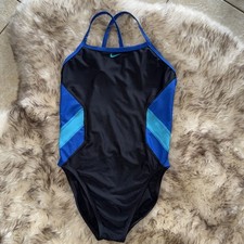 Nike Woman  s Hydrastrong Nike Vex Cut-Out Blue Swimsuit US 12 38 One Piece Black