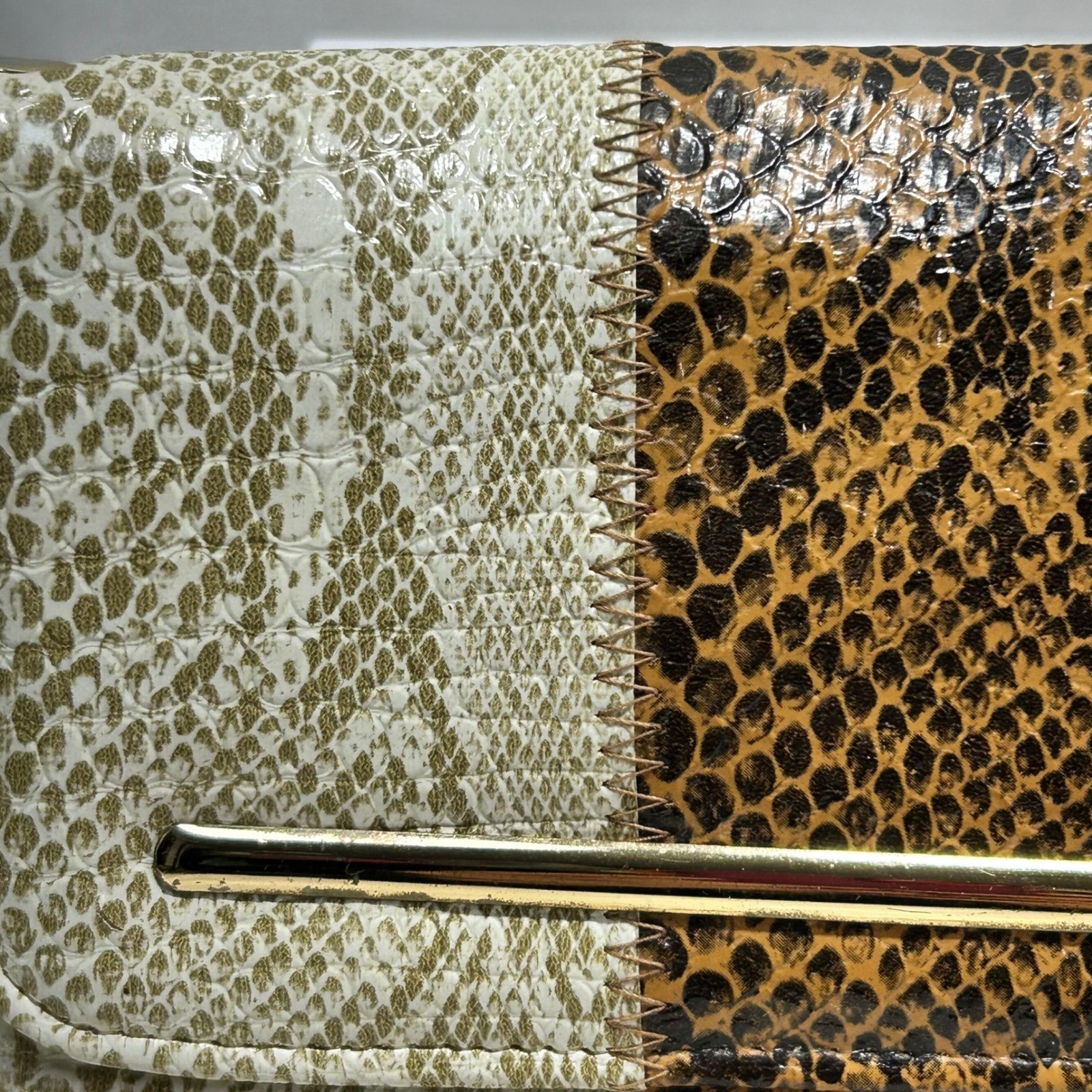 Chic Snake Print Patchwork Clutch Evening Bag Gol… - image 2