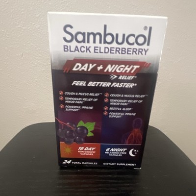 Sambucol Black Elderberry Day + Night Relief Capsules 24 ct Gluten Free