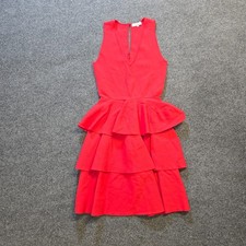 Parker Dress Womens Size XS Red Bermuda Knit Ruffle Sleeveless Stretch Cocktail