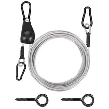 TooTaci 30ft Outdoor Clothesline Kit, 3/16" PVC Coated Wire Rope Heavy Duty P...