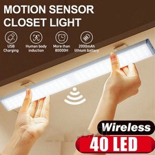LED Motion Sensor Under Cabinet Closet Light USB Rechargeable Kitchen Strip Lamp
