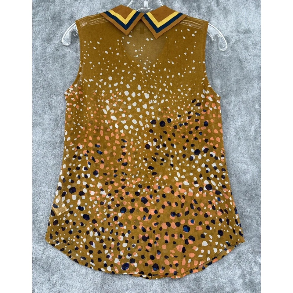Blusa Cabi para mujer XS Cheers chifón con botones semi transparente lunares tostado 3436 Foto 2 de 4