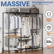 Portable Closet Wardrobe Heavy Duty Garment Rack Freestanding Organizer Bedroom