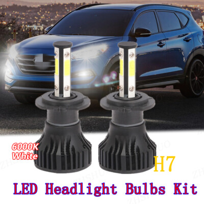 H7 LED Headlights Bulbs 10000K High Low Beams Kit Combo Super White Bright 2Pcs