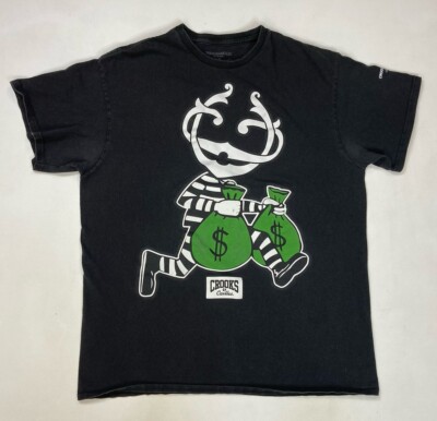 Crooks & Castles Bank Robber Money Bags Graphic T-shirt Men Large Black