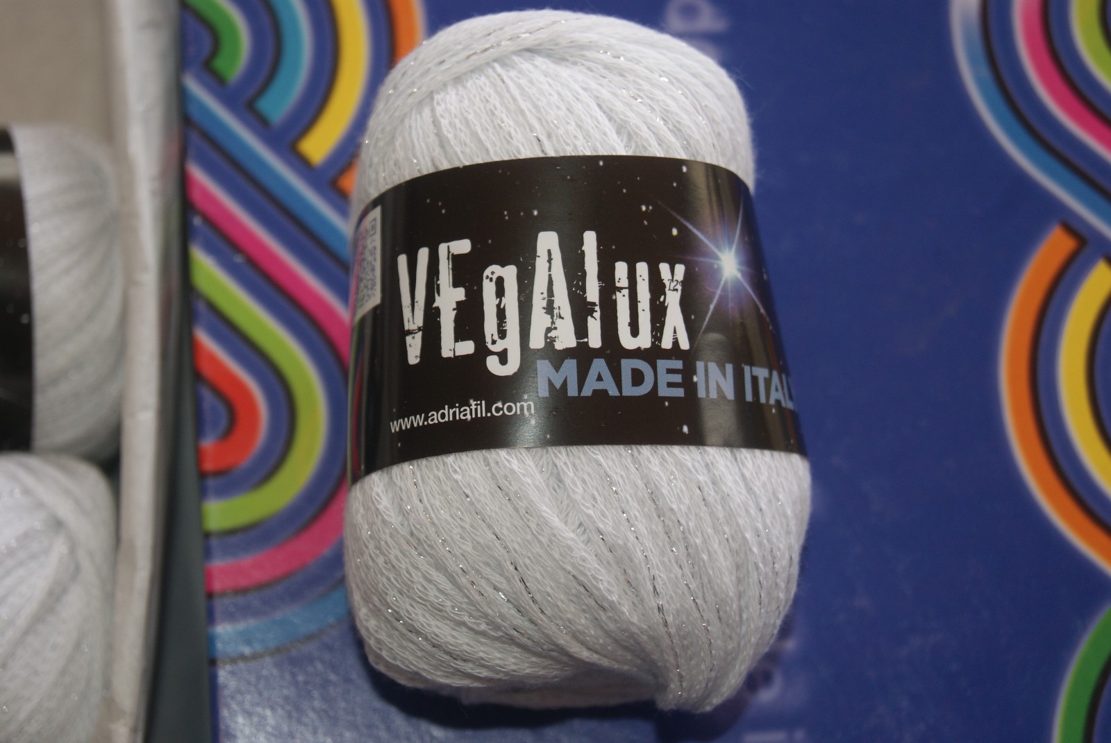 Coton Adriafil Vegalux blanc lot de 8 pelotes de fil à tricoter scintillant pour crochet