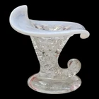 FENTON Glass Mini Moonstone Hobnail Cornucopia Decor Holder Elf Shoe 3.5"