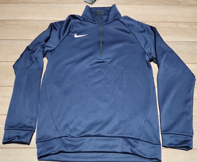 Nike Mens Therma 1/4 Zip Blue Long Sleeve Training Size Medium
