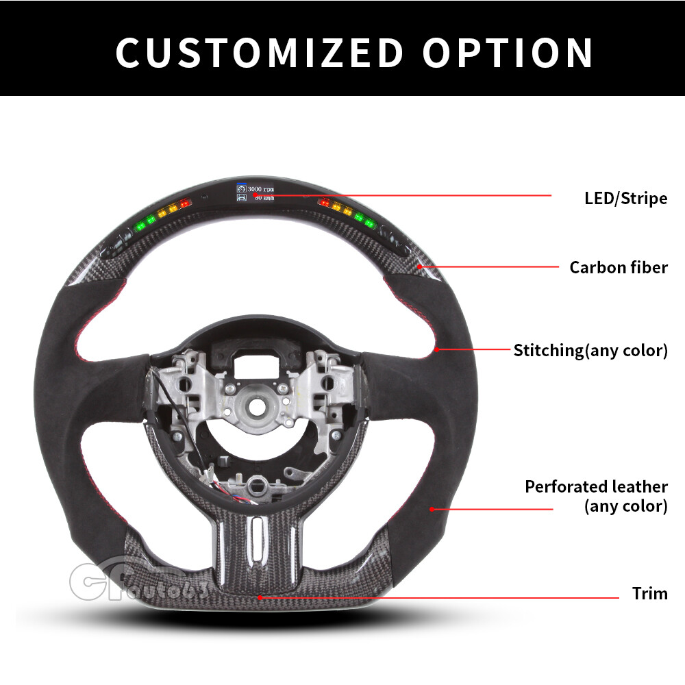 For 1216 Toyota GT86 BRZ Carbon Fiber LED Alcantara Steering Wheel with Trim eBay