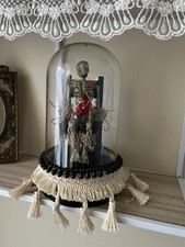 OOAK Creepy Horror Doll Skeleton Sitting On A Chair In Dome