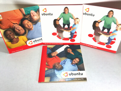 4X ULTRA RARE Vintage Ubuntu 7.04 + 7.10 + 8.04 LTS Installation Live CD LINUX