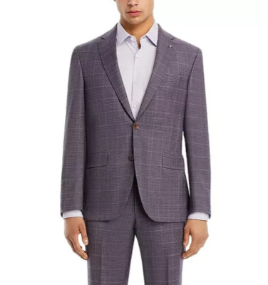 Jack Victor L89603 Grey Napoli Tonal Windowpane Regular Fit Jacket Size 46R