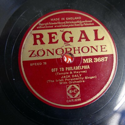 10'' 78 rpm record JACK DALY dear little shamrock / off to philadelphia MR 3687