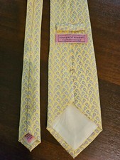 Vineyard Vines Handmade Yellow Silk Lacrosse Pattern Tie