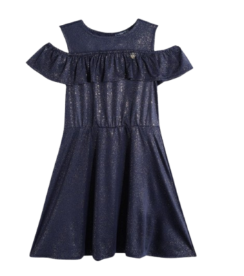 Girls Navy Blue & Gold-Toned Shimmer Fit and Flare Dress Cold Shoulder Size 10 | eBay Girls Navy Blue & Gold-Toned Shimmer Fit and Flare Dress Cold Shoulder Size 10 | eBay