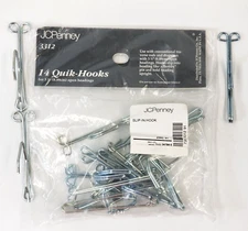 JCPenney Drapery Curtain Quick Hooks Slide In Professional Grade Metal #3312 NIP