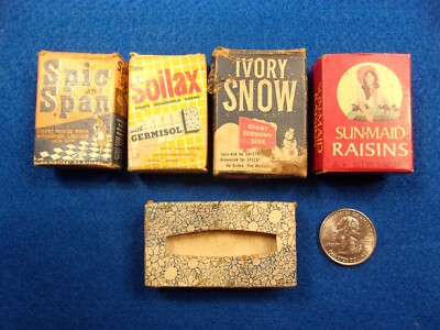 SMALL HOUSEHOLD PRODUCTS BOXES: SPIC&SPAN, IVORY SNOW, SOILAX, KLEENEX, SUN-MAID