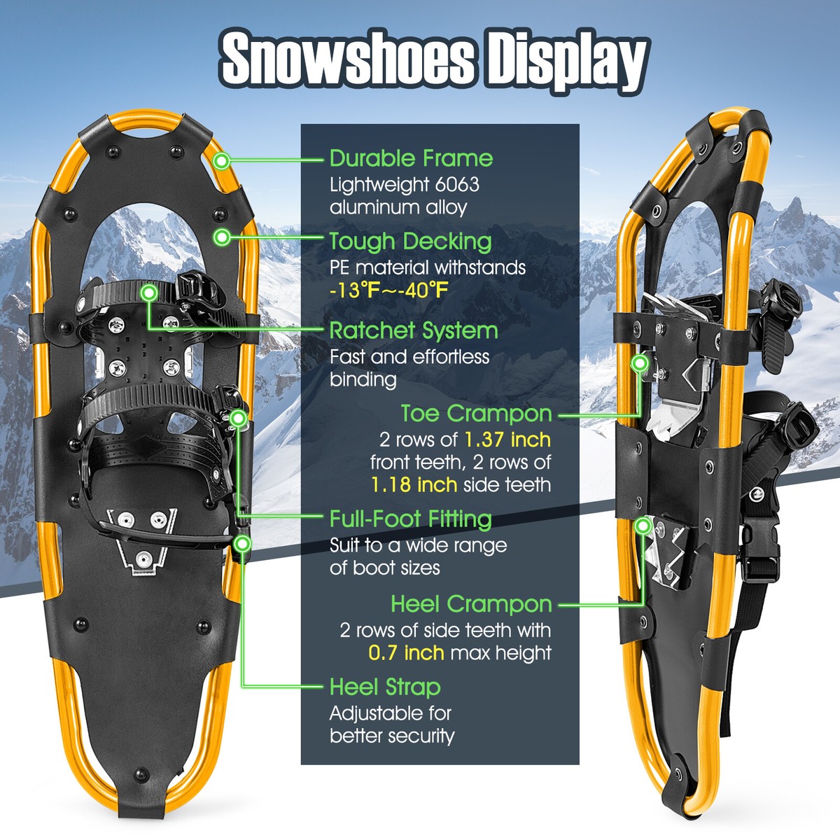 Snowshoes For Men 250 Lbs Chinook 80002 Trekker Snowshoes,Blue, 22