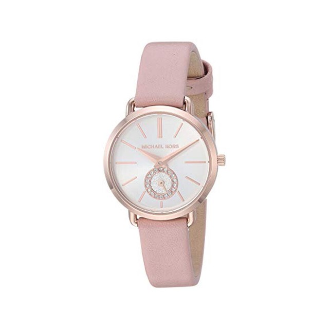 michael kors rose gold leather watch